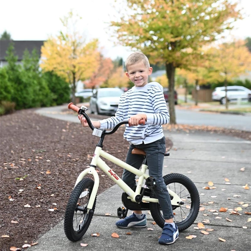 JOYSTAR 14 Inch Kids Bike for 3 4 5 Years Boys Girls Gifts Bikes Children Toddler Bicycles with Training Wheels BMX Style 85% Assembled Beige - Image 4